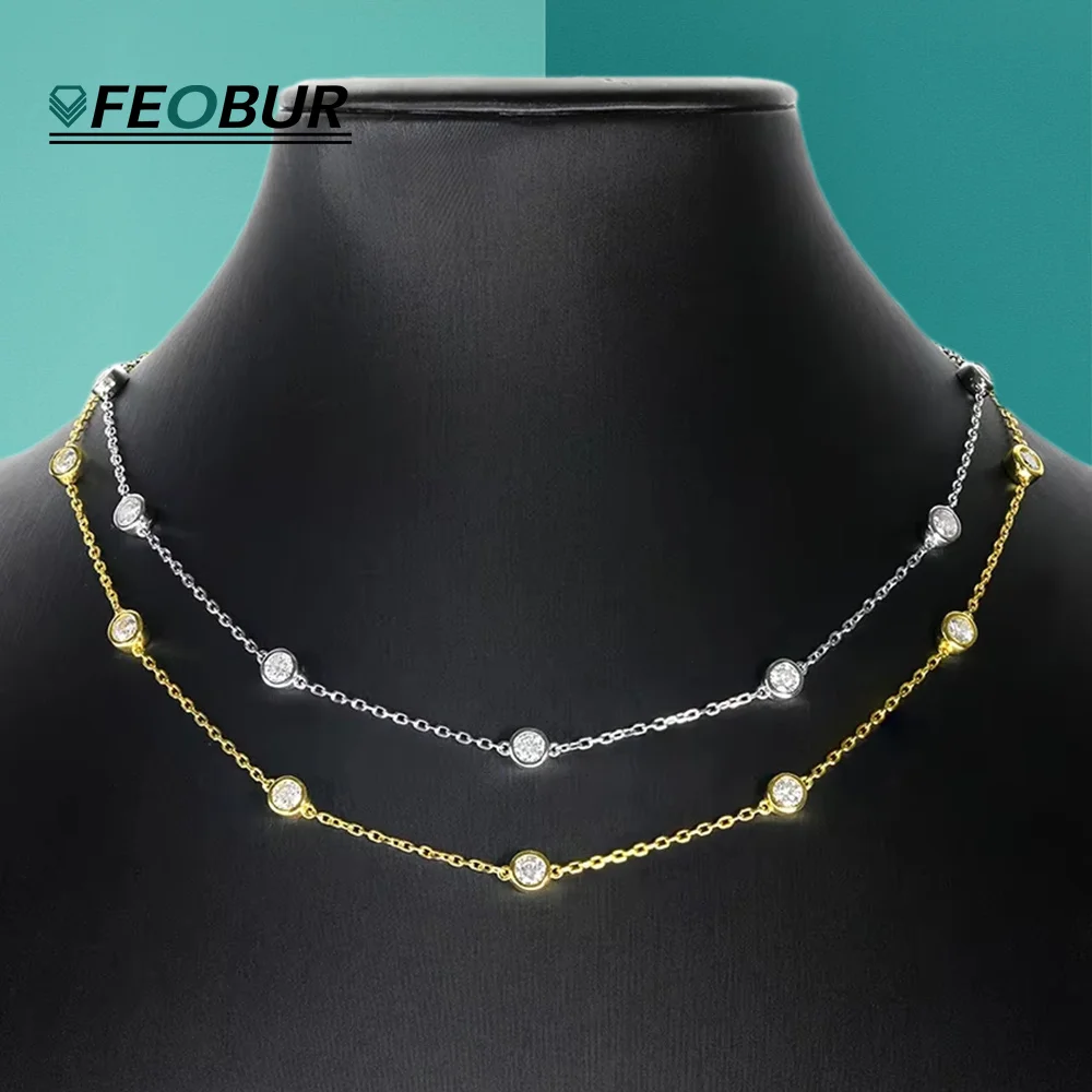 FEOBUR 4MM Bezel Moissanite Necklace for Women 925 Sterling Silver Round Bubble Diamond Choker Chain Wedding Jewelry Gra
FEOBUR 4MM Bezel Moissanite Necklace for Women 925 Sterling Silver Round Bubble Diamond Choker Chain Wedding Jewelry Gra