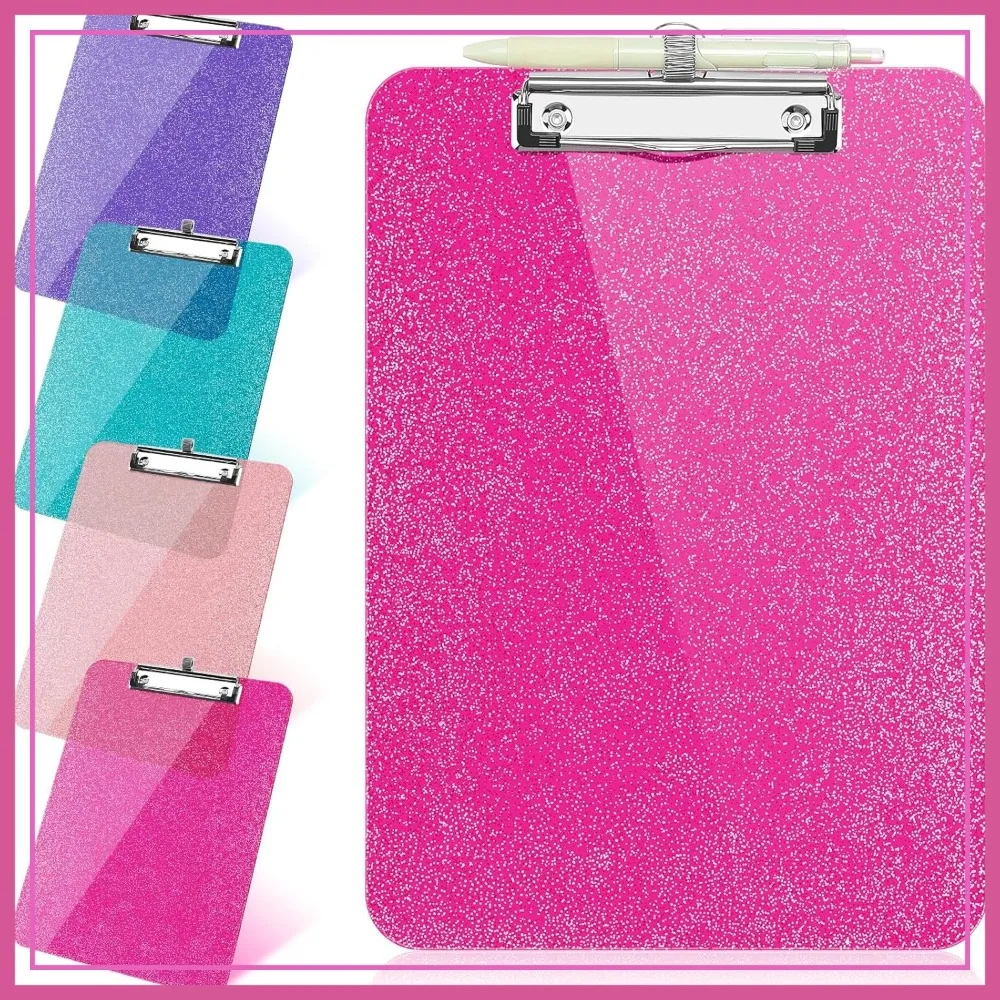 1 Pcs Clear Glitter Clipboard with Pen Holder, 8.85 x 12.4 in, Hot Pink Sparkly Clip Board for Office
1 Pcs Clear Glitter Clipboard with Pen Holder, 8.85 x 12.4 in, Hot Pink Sparkly Clip Board for Office