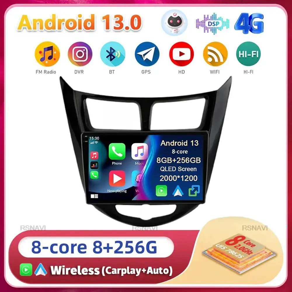 Автомобильный мультимедийный проигрыватель Android13 Carplay для Hyundai Solaris Verna Accent 1 2010 2011 2012 2013 -2016 DSP стерео 2 Din
Автомобильный мультимедийный проигрыватель Android13 Carplay для Hyundai Solaris Verna Accent 1 2010 2011 2012 2013 -2016 DSP стерео 2 Din