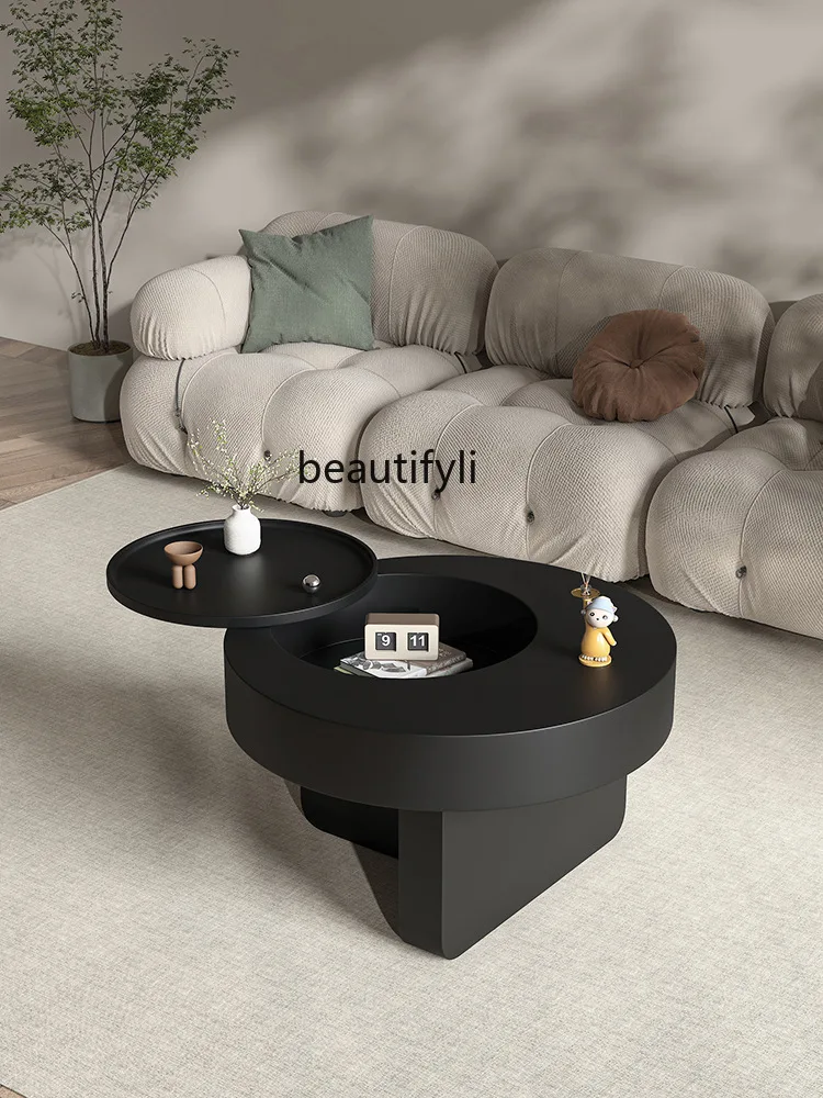 Round Coffee Table for Living Room, Small Household, Black, Movable, Rotatable, Light Luxury, Minimalist
Round Coffee Table for Living Room, Small Household, Black, Movable, Rotatable, Light Luxury, Minimalist