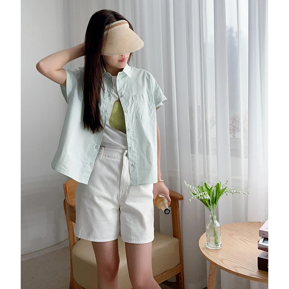 Sweet Salt Summer 25 Casual Collar Drop oulder Svel irt Women's Versatile Cotton ort Sve Pure Color Button
Sweet Salt Summer 25 Casual Collar Drop oulder Svel irt Women's Versatile Cotton ort Sve Pure Color Button