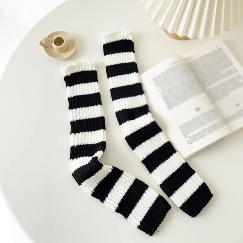 195E Women Punk Leg Warmers Black White Striped Ribbed Knit Knee High Socks
195E Women Punk Leg Warmers Black White Striped Ribbed Knit Knee High Socks