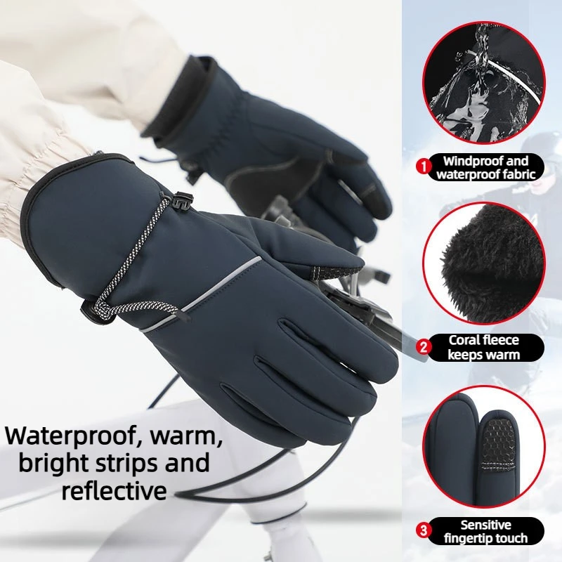 Winter cycling gloves reflective strip cold-proof thickened warm touch screen skiing men outdoor windproof waterproof
Winter cycling gloves reflective strip cold-proof thickened warm touch screen skiing men outdoor windproof waterproof