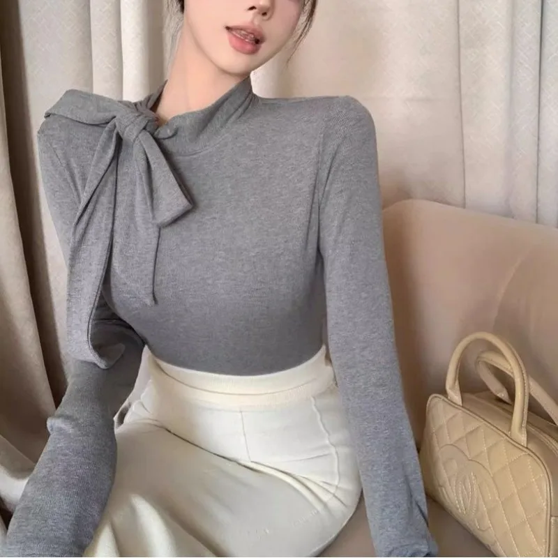 Women's Spring Autumn Winter New Fashion Commute Solid Color Half High Collar Bandage Slim Fit T-shirts Bottom Long Sleeve Tops
Women's Spring Autumn Winter New Fashion Commute Solid Color Half High Collar Bandage Slim Fit T-shirts Bottom Long Sleeve Tops