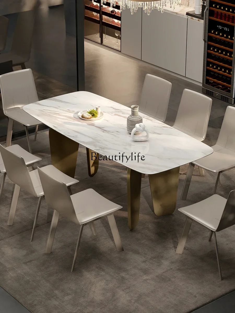 LJYИмпортный обеденный стол из натурального мрамора, бытовой светильник, роскошный высококачественный современный простой прямоугольный роскошный каменный обеденный стол
LJYИмпортный обеденный стол из натурального мрамора, бытовой светильник, роскошный высококачественный современный простой прямоугольный роскошный каменный обеденный стол