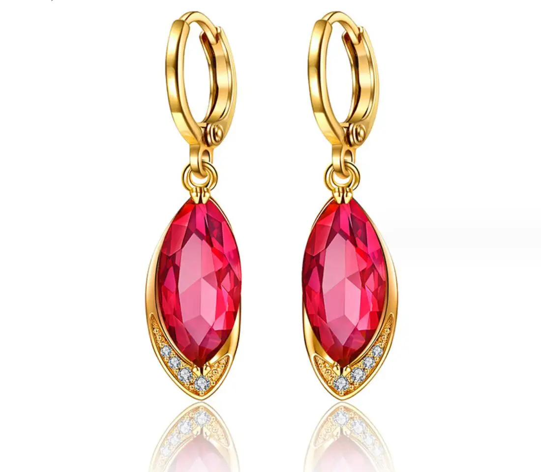 2PCS Earrings Gold Color Wedding Earrings Red Stone Leaf Hoop Earrings For Women Party F1845
2PCS Earrings Gold Color Wedding Earrings Red Stone Leaf Hoop Earrings For Women Party F1845