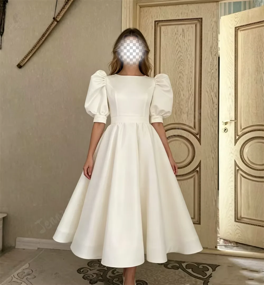 Pink Satin Elegant Women's Wedding Party Dress With Puff Sleeves Young Girls' Event Banquet Evening Gown
Pink Satin Elegant Women's Wedding Party Dress With Puff Sleeves Young Girls' Event Banquet Evening Gown