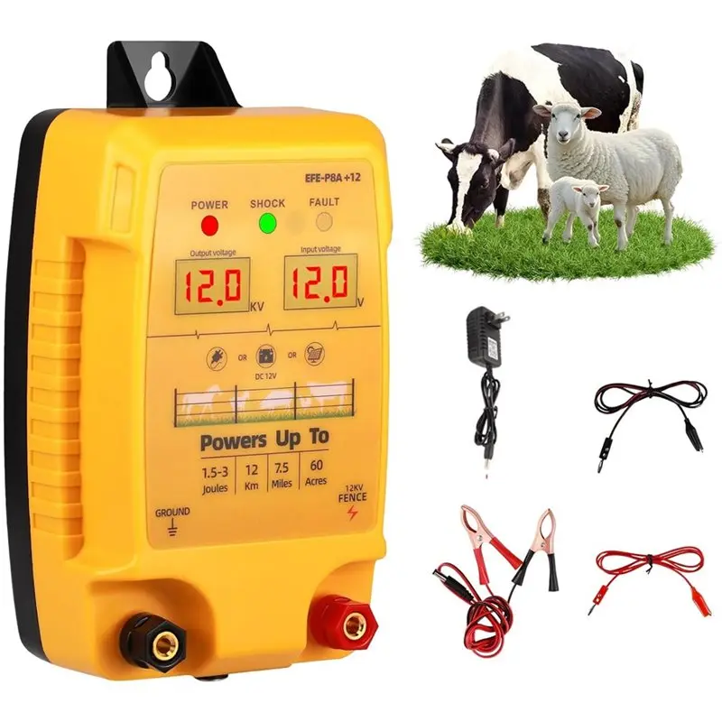 ABXF-LED Display 12V Electric Fence Device 2J 10 KV Waterproof For 12 Km Range, For Cattle, Sheep, Poultry, Includes Us Plug
ABXF-LED Display 12V Electric Fence Device 2J 10 KV Waterproof For 12 Km Range, For Cattle, Sheep, Poultry, Includes Us Plug