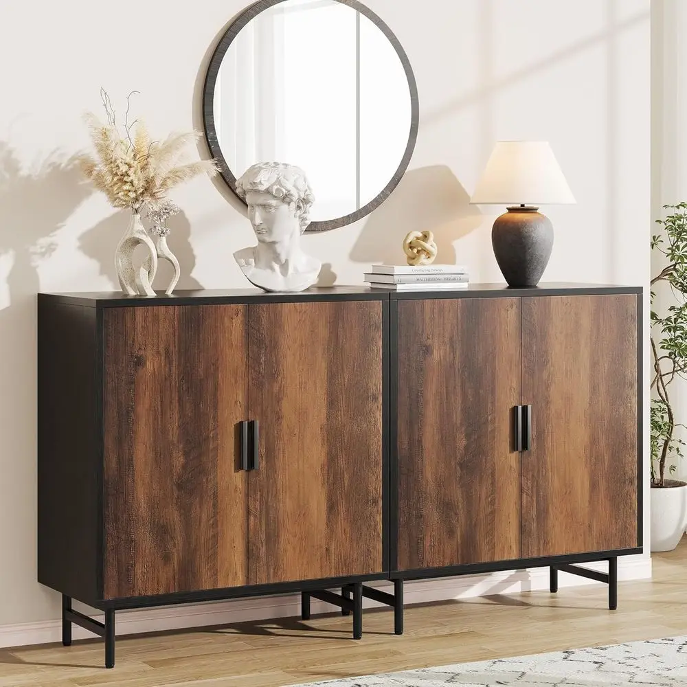 4-Door Rustic Accent Cabinet for Kitchen, Dining, and Living Spaces with Adjustable Shelves and Storage
4-Door Rustic Accent Cabinet for Kitchen, Dining, and Living Spaces with Adjustable Shelves and Storage