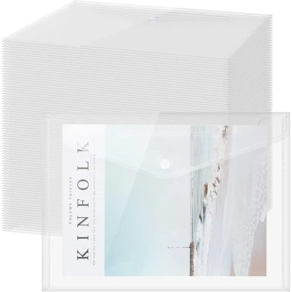100 Pcs Clear A4 Letter Size Plastic Envelope with Snap Button Closure for Documents or Home Office (Clear, Simple Style)
100 Pcs Clear A4 Letter Size Plastic Envelope with Snap Button Closure for Documents or Home Office (Clear, Simple Style)