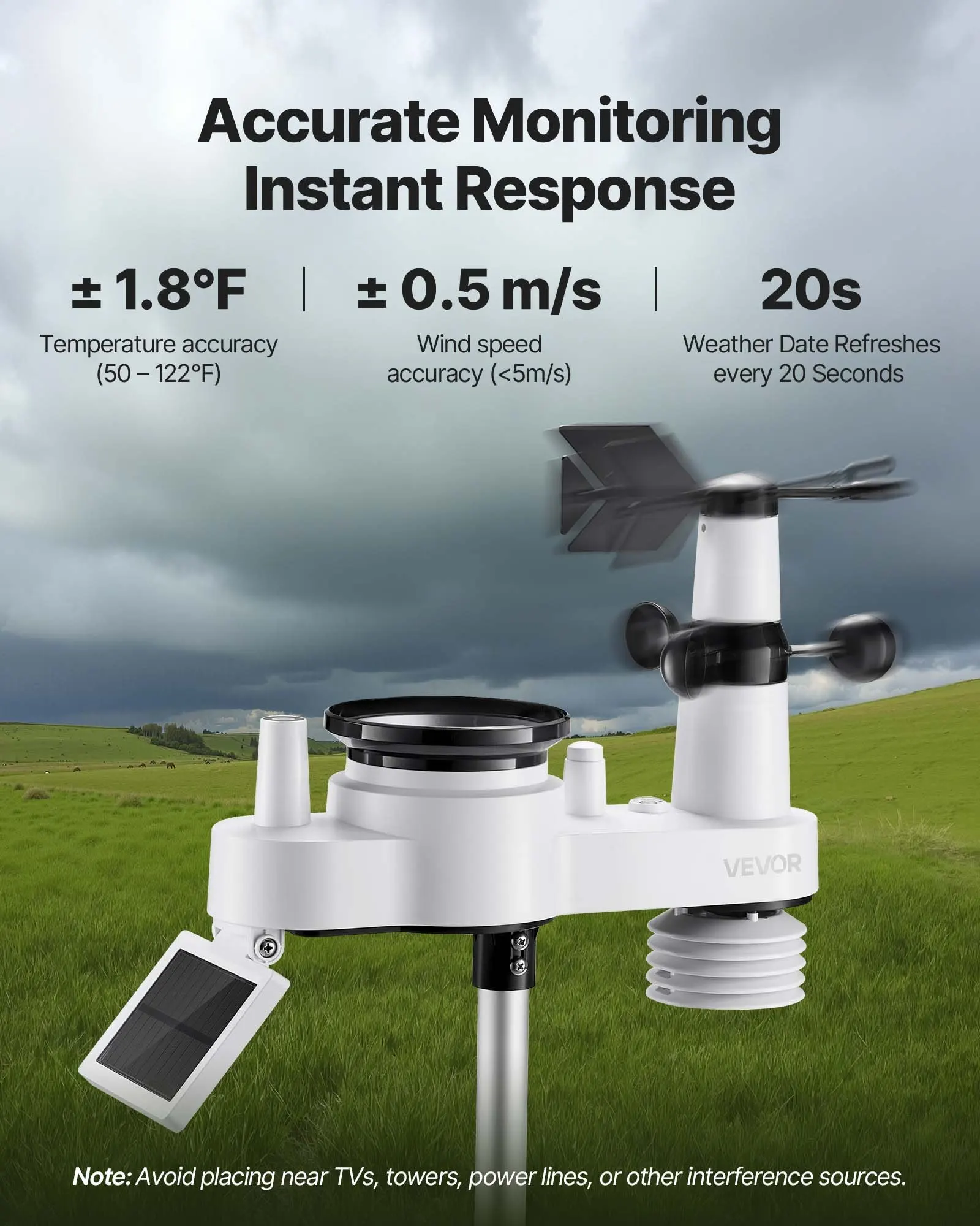 7-in-1 Wireless Weather Station 7.5 In Display Indoor Outdoor Thermometer Sensor
7-in-1 Wireless Weather Station 7.5 In Display Indoor Outdoor Thermometer Sensor