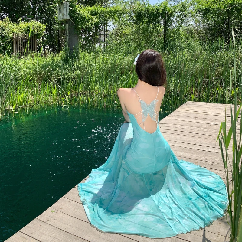 Beach Vacation Sexy Backless Strap Long Dress Summer Seaside Body High Waist Cinch Butt Covering Fish Tail Skirt N721
Beach Vacation Sexy Backless Strap Long Dress Summer Seaside Body High Waist Cinch Butt Covering Fish Tail Skirt N721