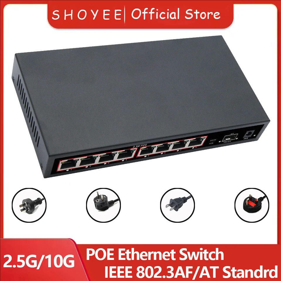 9-Port POE RJ45 Ethernet Switch 2.5GbE 10G SFP+ Network Switch with for Uplink Unmanaged Plug and Play,for IP Camera/NVR
9-Port POE RJ45 Ethernet Switch 2.5GbE 10G SFP+ Network Switch with for Uplink Unmanaged Plug and Play,for IP Camera/NVR