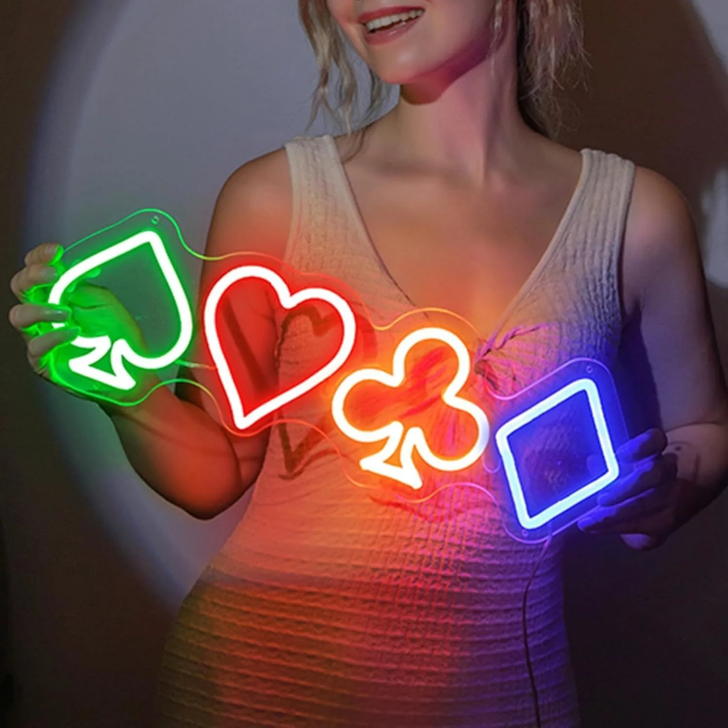 Неоновый свет для покера с питанием от USB и регулируемой яркостью, подходит для игровой комнаты, гимнастики, бара, гостиной, офиса, кафе, спальни, украшения сцены
Неоновый свет для покера с питанием от USB и регулируемой яркостью, подходит для игровой комнаты, гимнастики, бара, гостиной, офиса, кафе, спальни, украшения сцены