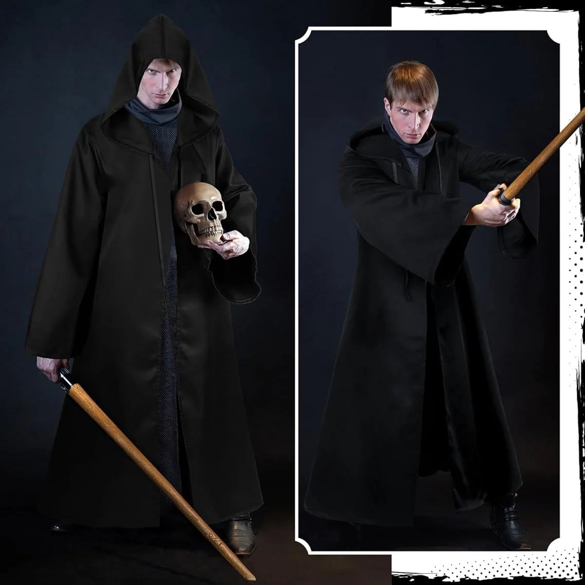 Adult Sorcerer Long Shirt Hooded Black Robe Costume Halloween Masquerad Cloak Soft Unisex Hooded Black Robe Witch Long
Adult Sorcerer Long Shirt Hooded Black Robe Costume Halloween Masquerad Cloak Soft Unisex Hooded Black Robe Witch Long