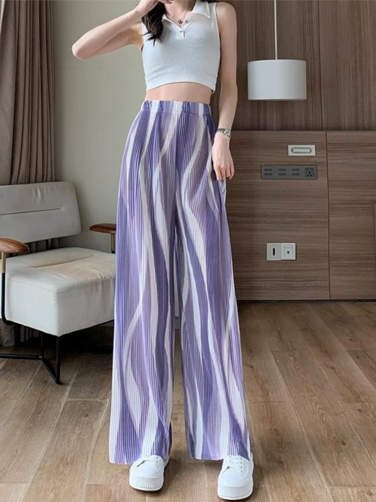 High Waist Women's Wide Leg Summer Pants Casual Tie Dye Print with Draping Straight Leg and Accordion Pleated Floor Length
High Waist Women's Wide Leg Summer Pants Casual Tie Dye Print with Draping Straight Leg and Accordion Pleated Floor Length
