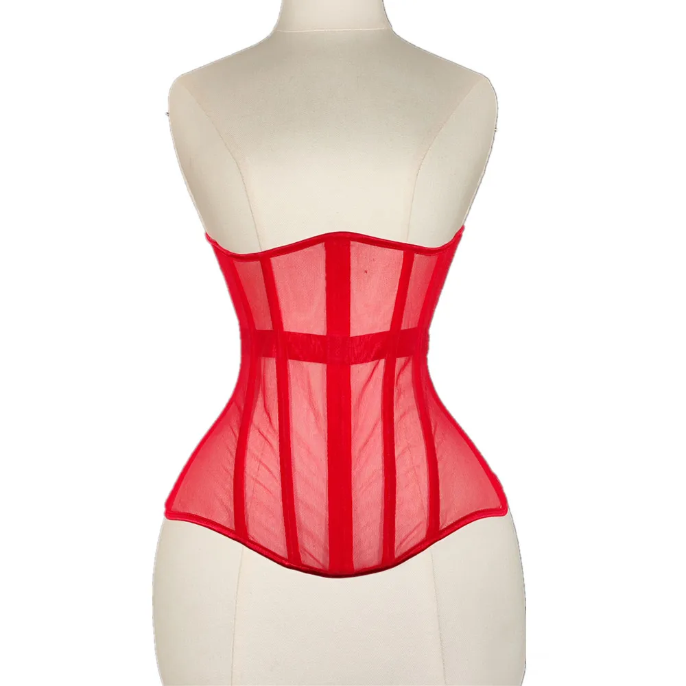 Sexy Women Abdomen Tight Corset Crops Under Bust Bustiers Breathable Mesh Waist Girdle With Steel Boned Slimming Lace Up Bodices
Sexy Women Abdomen Tight Corset Crops Under Bust Bustiers Breathable Mesh Waist Girdle With Steel Boned Slimming Lace Up Bodices