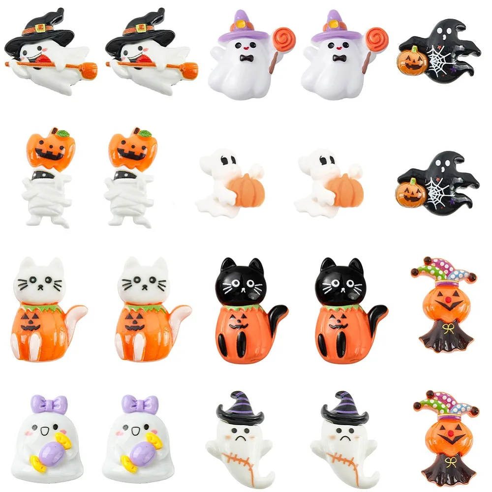 60Pcs 10 Styles Halloween Opaque Resin Decoden Cabochons Skeleton/Ghost/Cat/Mummy/Skull/Pumpkin/Hat/Witch Mixed Color
60Pcs 10 Styles Halloween Opaque Resin Decoden Cabochons Skeleton/Ghost/Cat/Mummy/Skull/Pumpkin/Hat/Witch Mixed Color