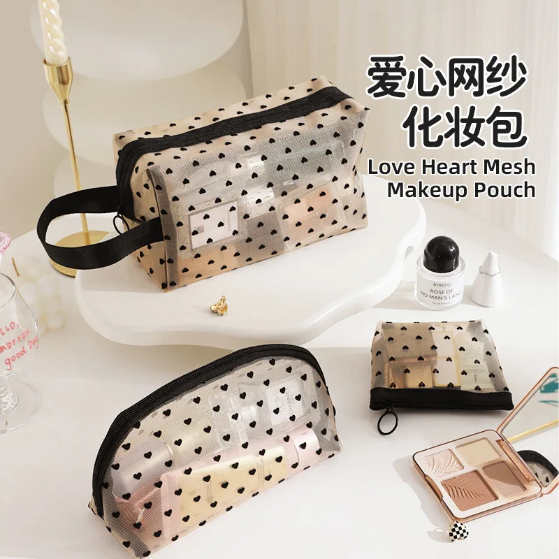 Heart Makeup Bag Mesh Travel Toiletry Organizer Large Capacity Portable Cosmetic Pouch Ins Handheld Wash Bag
Heart Makeup Bag Mesh Travel Toiletry Organizer Large Capacity Portable Cosmetic Pouch Ins Handheld Wash Bag