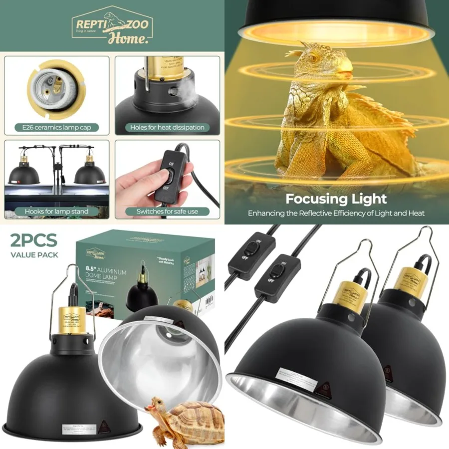 2 Pack Reptile Light Fixture, 8.5in Deep Dome Reptile Heat Lamp Fixture with Switch, Dual Terrarium UVB Basking Light Fixture f
2 Pack Reptile Light Fixture, 8.5in Deep Dome Reptile Heat Lamp Fixture with Switch, Dual Terrarium UVB Basking Light Fixture f