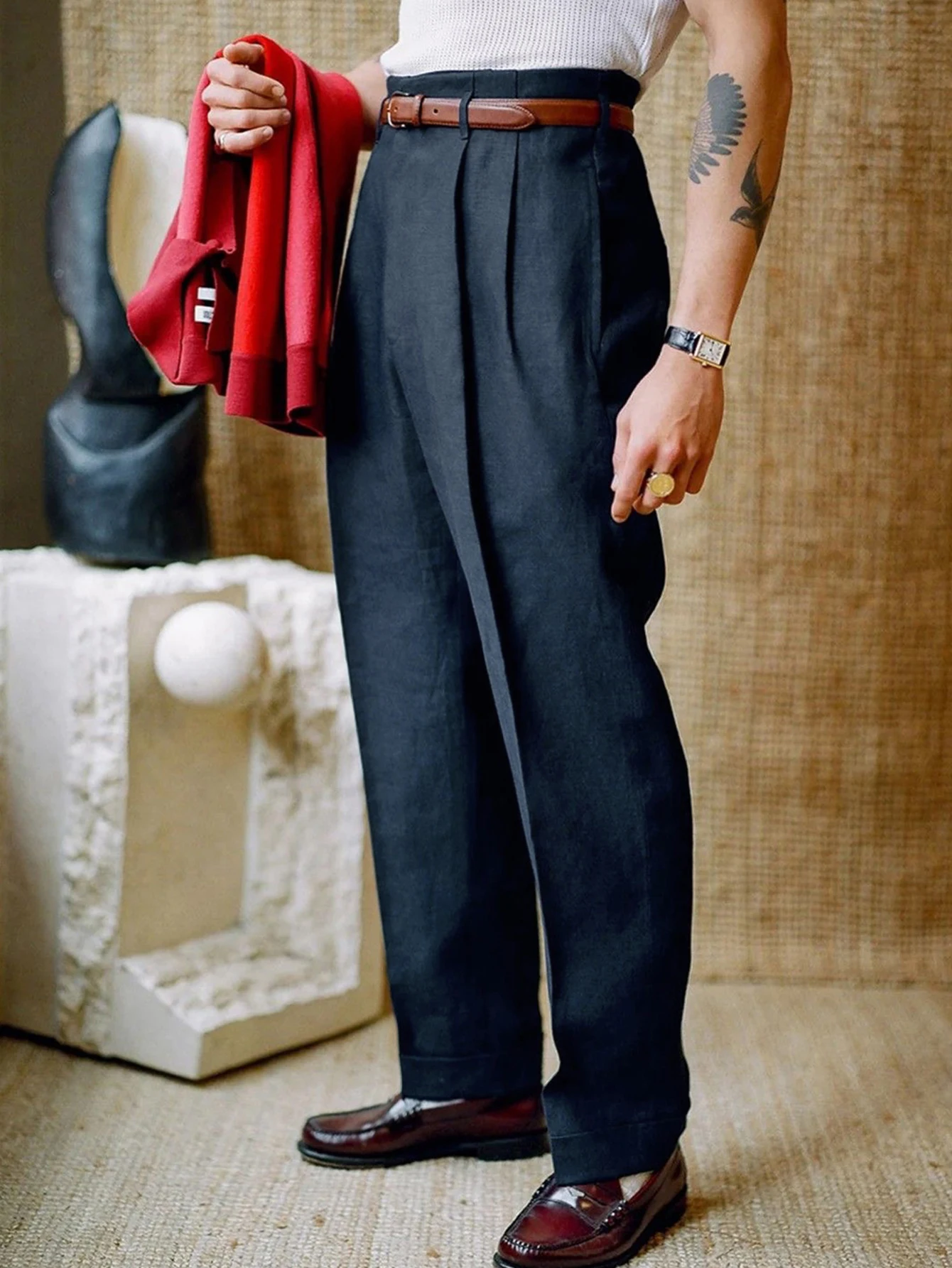 2026 SS Men's Woven Suit Pants,Straight Leg Trousers, Button & Zip Pocket,Loose Business Casual Formal Summer Pants,No Belt Pant
2026 SS Men's Woven Suit Pants,Straight Leg Trousers, Button & Zip Pocket,Loose Business Casual Formal Summer Pants,No Belt Pant
