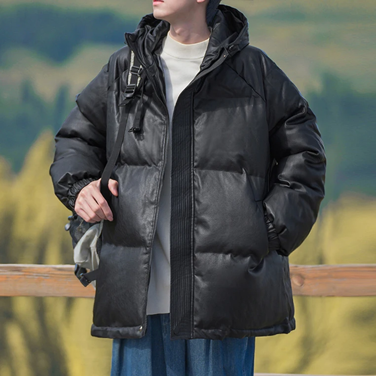 Men's Winter Thiened PU Leather Cotton Jaet Hooded Outdoor Cold-resistant Casual Faion American Brand Cotton Coat
Men's Winter Thiened PU Leather Cotton Jaet Hooded Outdoor Cold-resistant Casual Faion American Brand Cotton Coat