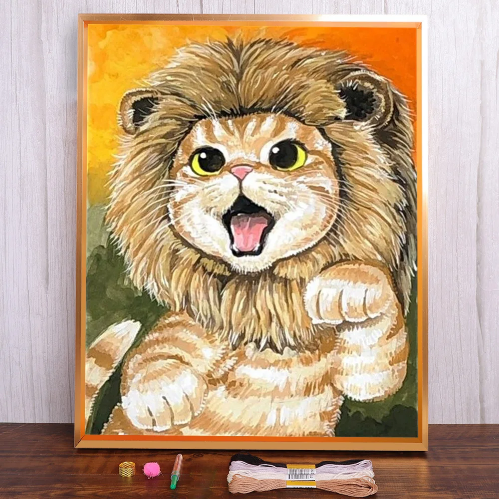 Lion Cat Printed Canvas 11CT Cross Stitch Embroidery Set DMC Threads Painting Knitting Handmade Craft Package Needle Sales
Lion Cat Printed Canvas 11CT Cross Stitch Embroidery Set DMC Threads Painting Knitting Handmade Craft Package Needle Sales