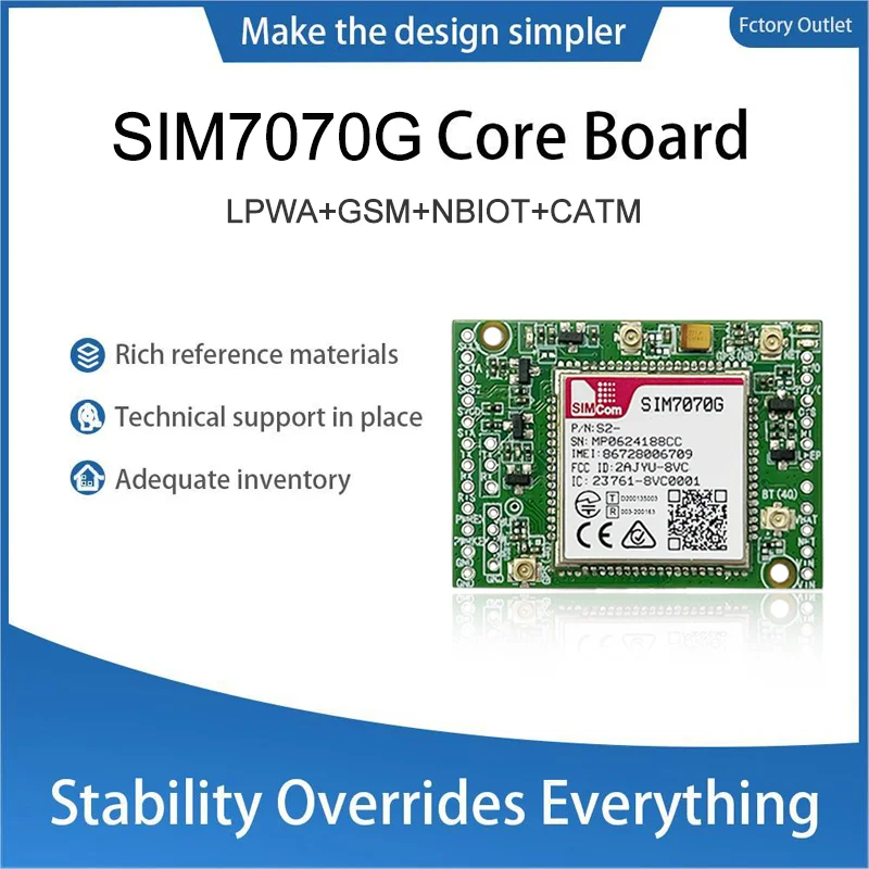 SIMCOM SIM7070G Double-row needle Core Board LPWA+GSM+NBIOT+CATM Module Global band Modem Board with Antenna
SIMCOM SIM7070G Double-row needle Core Board LPWA+GSM+NBIOT+CATM Module Global band Modem Board with Antenna
