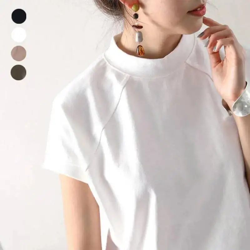 Rakuten Summer New Women's T-shirt Half High Collar Short Sleeve Pure Cotton Loose Top Japan
Rakuten Summer New Women's T-shirt Half High Collar Short Sleeve Pure Cotton Loose Top Japan