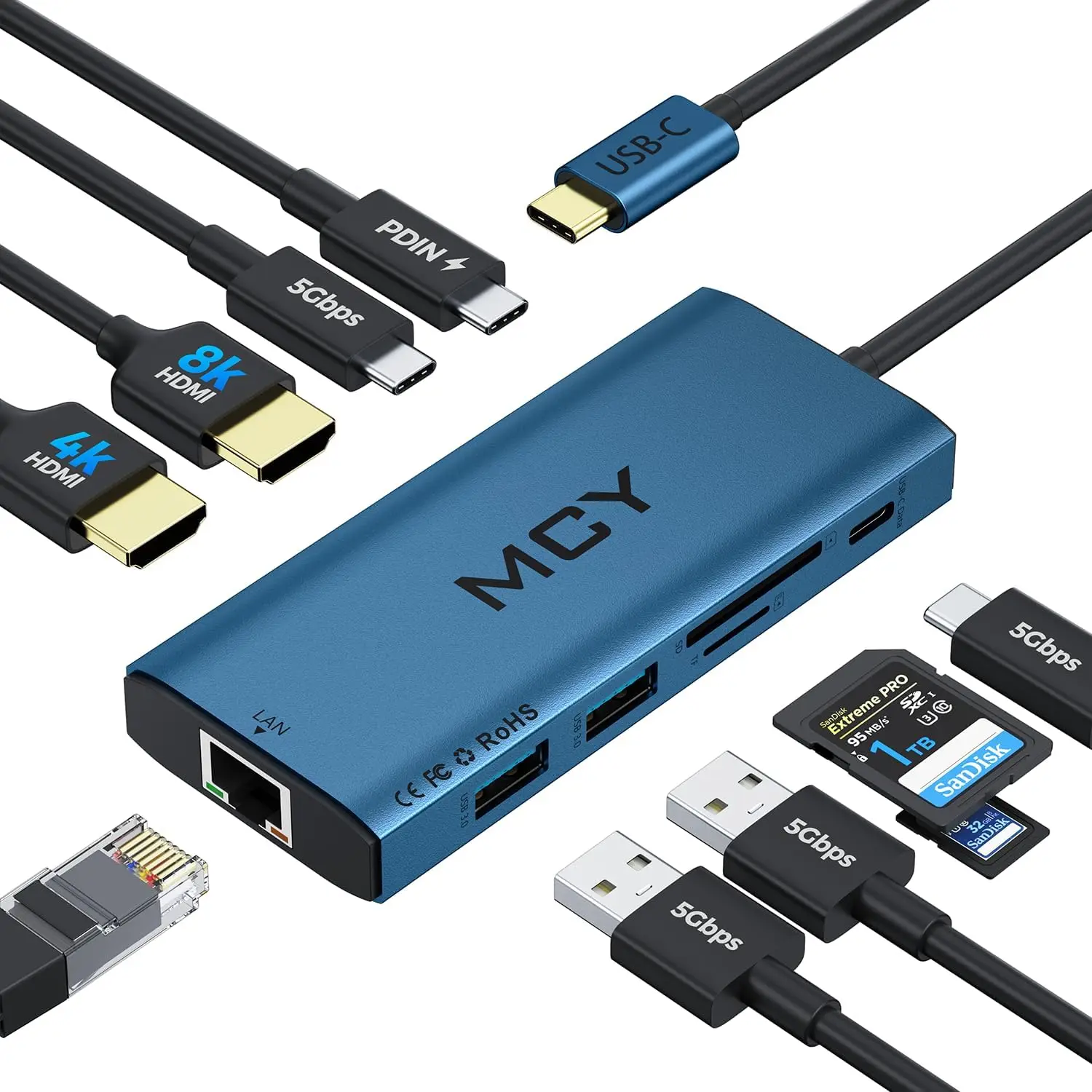 Многофункциональная док-станция USB-C 10-в-1 с двумя портами 4K HDMI, зарядкой PD 100 Вт, Ethernet и кардридером для ноутбуков
Многофункциональная док-станция USB-C 10-в-1 с двумя портами 4K HDMI, зарядкой PD 100 Вт, Ethernet и кардридером для ноутбуков
