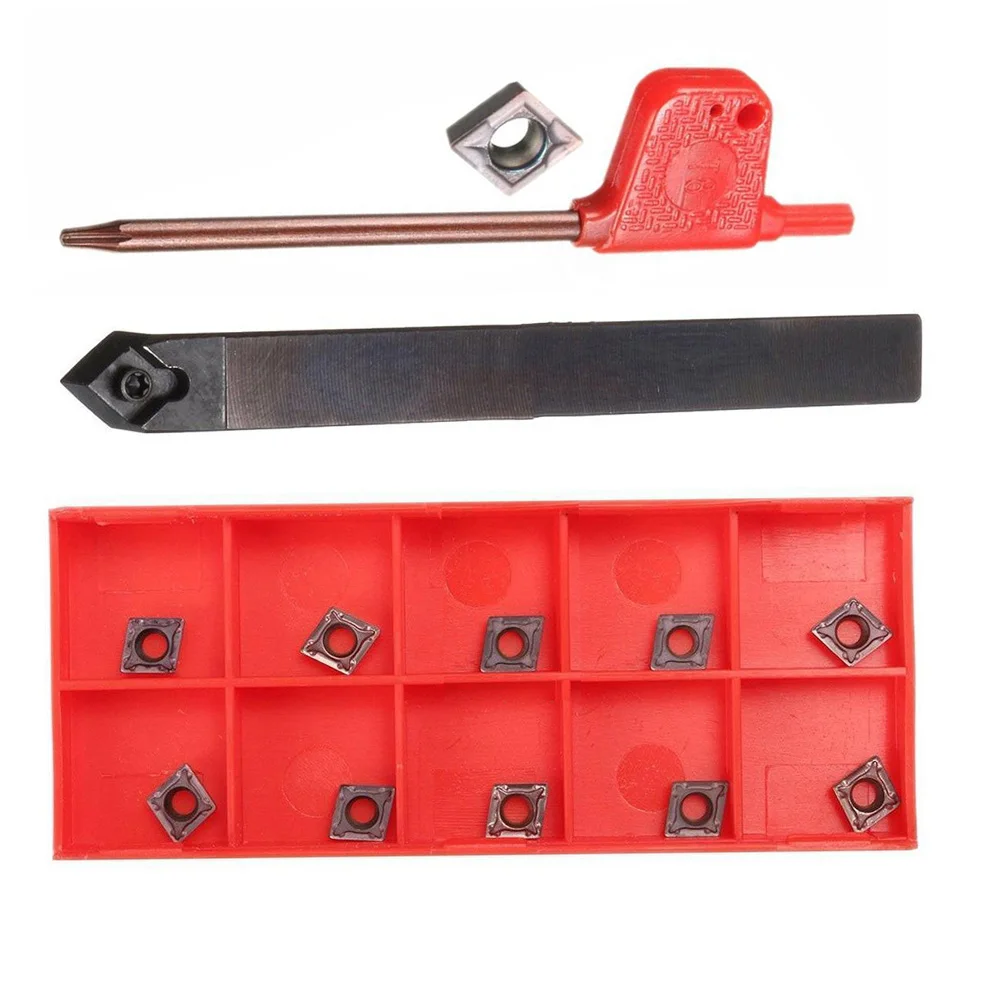 10pcs CCMT060204 Inserts with SCMCN1010H06 Lathe Tool Holder 10mm Shank for Metal Cutting and Turning Operations
10pcs CCMT060204 Inserts with SCMCN1010H06 Lathe Tool Holder 10mm Shank for Metal Cutting and Turning Operations