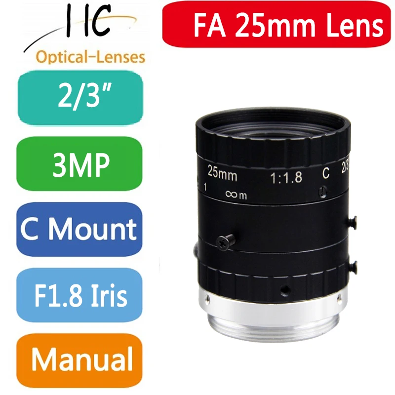 2518M3M 3.0 Mega Pixel C-Mount 25mm 2/3" FA / Machine Vision fixed focal length lenses Industrial camera Lens
2518M3M 3.0 Mega Pixel C-Mount 25mm 2/3" FA / Machine Vision fixed focal length lenses Industrial camera Lens