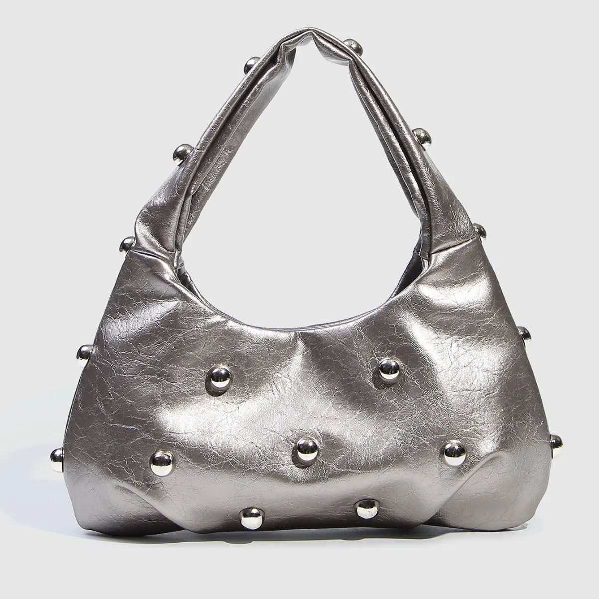 Mushroom willow nail women handbag Underarm bag fashion dumpling shoulder bag Punk metal women's bag luxury
Mushroom willow nail women handbag Underarm bag fashion dumpling shoulder bag Punk metal women's bag luxury