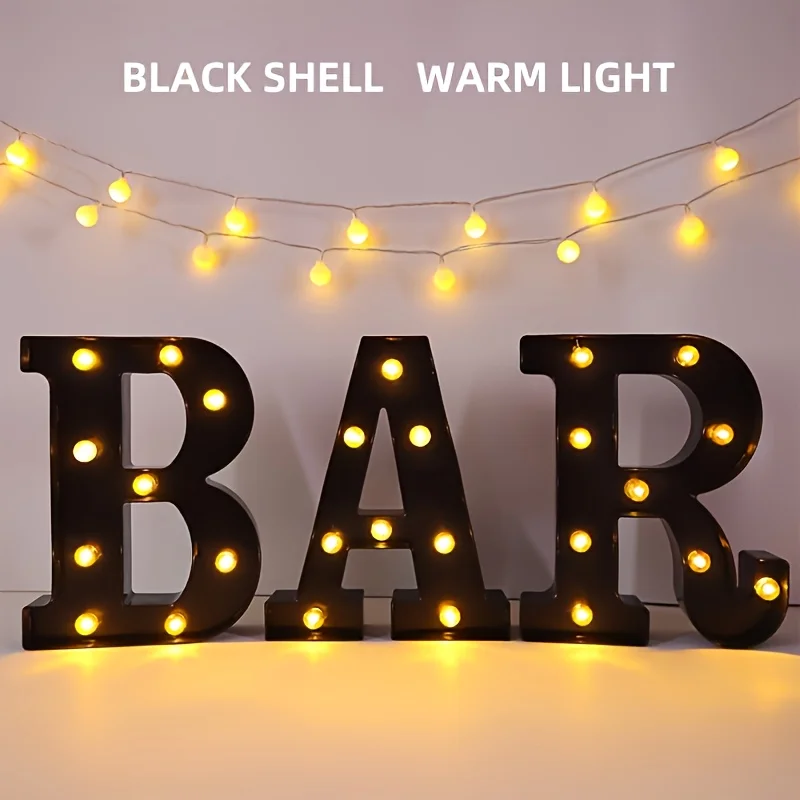 3Pcs BAR LED Letter Lights, Battery-Powered Black Lightweight Plastic Glowing Signs, Festival Lighting for Ramadan Parties, Birt
3Pcs BAR LED Letter Lights, Battery-Powered Black Lightweight Plastic Glowing Signs, Festival Lighting for Ramadan Parties, Birt