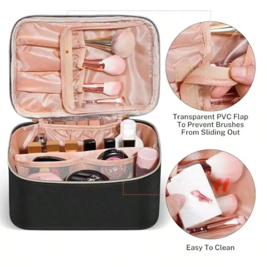 Large Capacity Travel Makeup Bag Waterproof Cosmetic Organizer With Divider And Handle
Large Capacity Travel Makeup Bag Waterproof Cosmetic Organizer With Divider And Handle