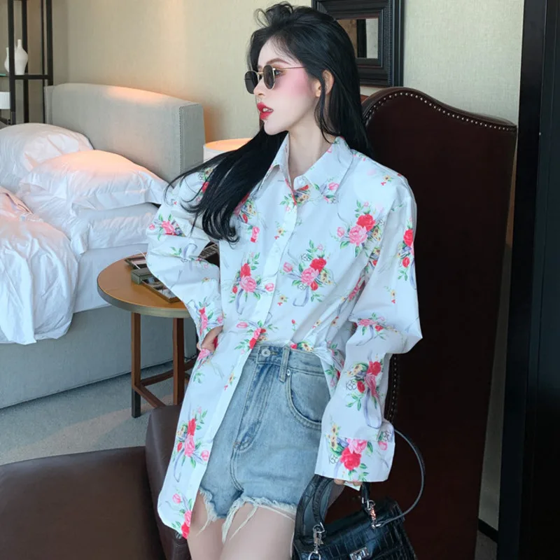 2024 Spring Fashion Vintage Loose Female Casual Shirts Chic Tops Long Sleeve Button-up Women Floral Full Print Elegant Blouse
2024 Spring Fashion Vintage Loose Female Casual Shirts Chic Tops Long Sleeve Button-up Women Floral Full Print Elegant Blouse