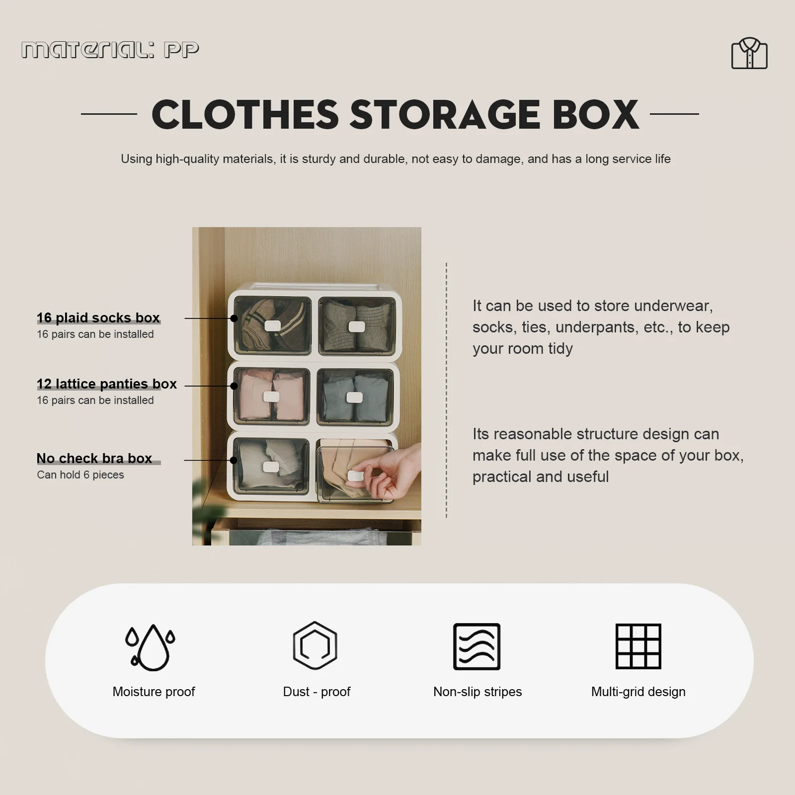 1Pcs Drawer Type Wardrobe Underwear Storage Box Socks Organizer Underpants Case PP Material Underwear Box
1Pcs Drawer Type Wardrobe Underwear Storage Box Socks Organizer Underpants Case PP Material Underwear Box