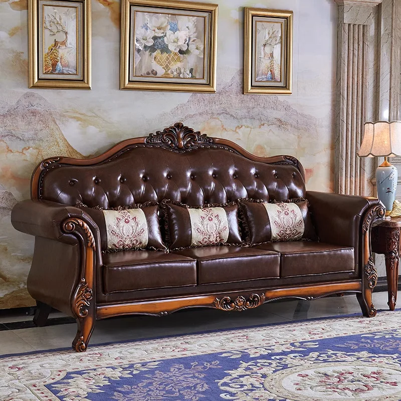 SA-18 Retro American Luxury European Leather Sofa Solid Wood Carved Flower Small Apartment Living Room Furniture
SA-18 Retro American Luxury European Leather Sofa Solid Wood Carved Flower Small Apartment Living Room Furniture