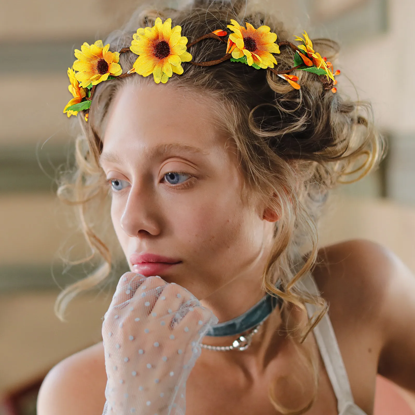 2Pcs Sunflower Wreath Headband Premium Artificial Sunflower Headdress Adjustable Ribbon for Wedding Birthday Beach Photo Prop
2Pcs Sunflower Wreath Headband Premium Artificial Sunflower Headdress Adjustable Ribbon for Wedding Birthday Beach Photo Prop