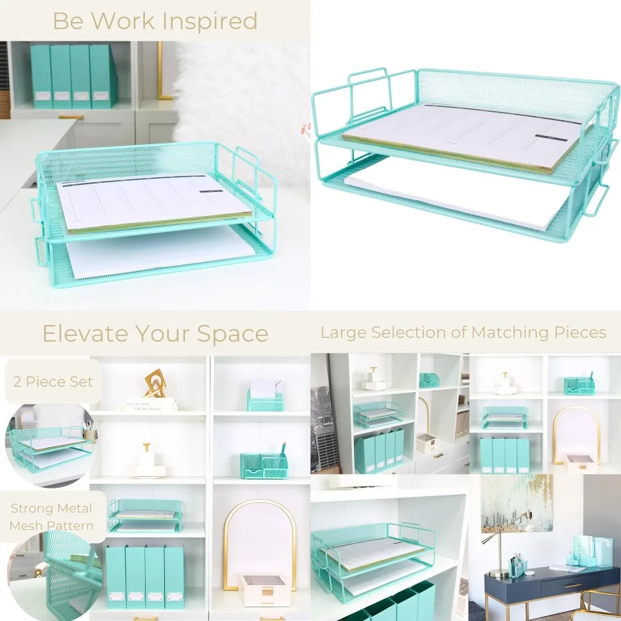 Набор из 2-х штабелируемых лотков для бумаги Aqua Mesh, прочный металлический настольный органайзер для домашнего офиса, школы, стильный держатель для документов
Набор из 2-х штабелируемых лотков для бумаги Aqua Mesh, прочный металлический настольный органайзер для домашнего офиса, школы, стильный держатель для документов