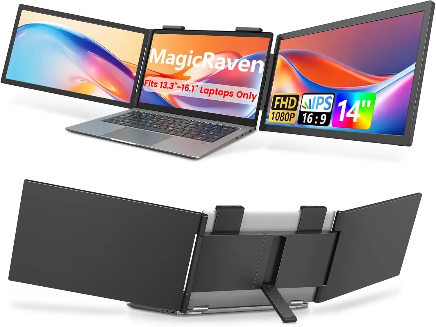 Dual Laptop Screen Extender, 14" 1080P Portable Monitor, Type-C (No HDMI) Plug and Play for 13.3" - 16.1" Laptops, 270° Rotation
Dual Laptop Screen Extender, 14" 1080P Portable Monitor, Type-C (No HDMI) Plug and Play for 13.3" - 16.1" Laptops, 270° Rotation