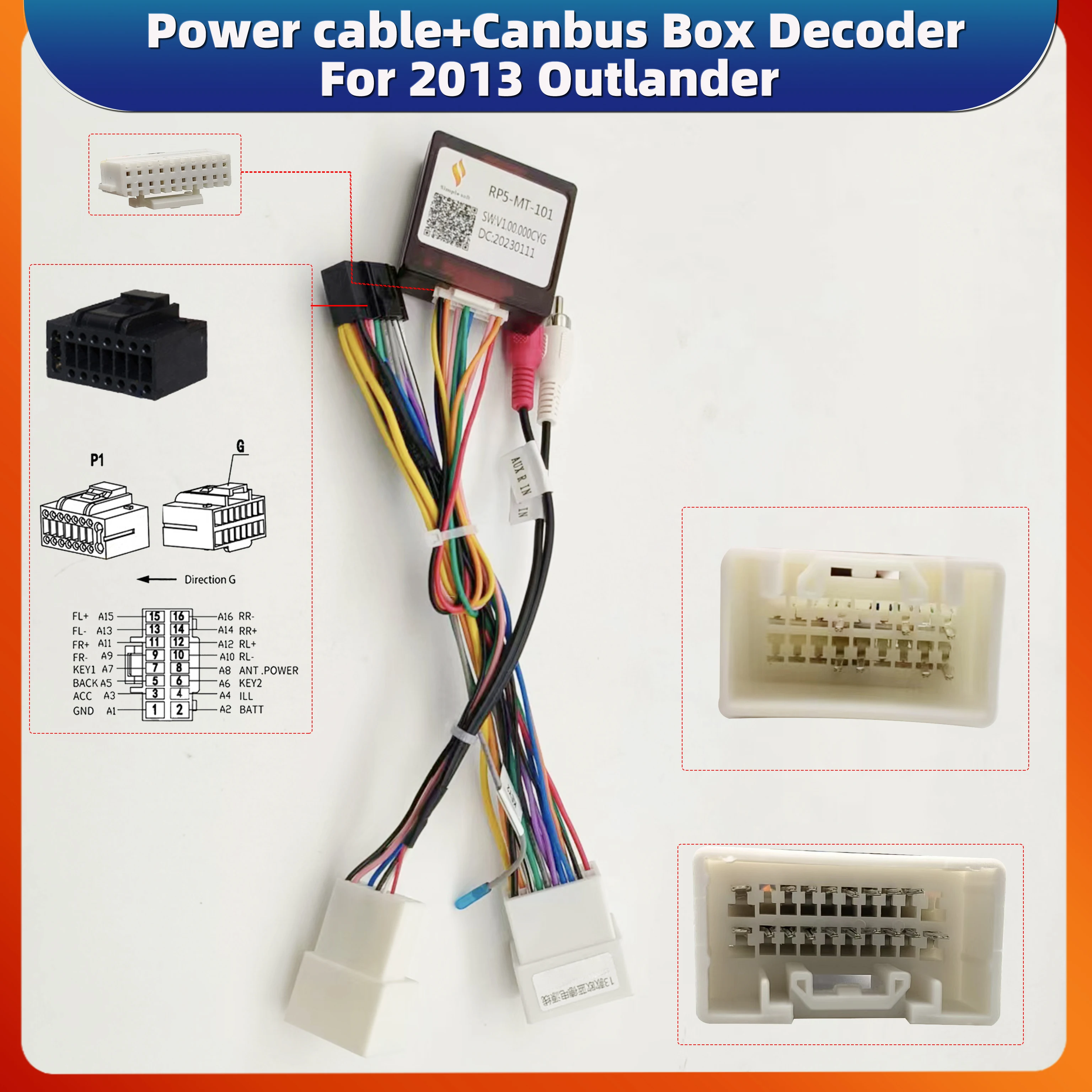 Автомобильный радиоприемник 16-контактный проводной жгут Canbus Box Decoder для 2013 Mitsubishi Outlander RP5-MT-101
Автомобильный радиоприемник 16-контактный проводной жгут Canbus Box Decoder для 2013 Mitsubishi Outlander RP5-MT-101