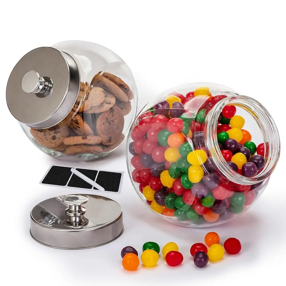 Set Of 2 Large Glass Cookie Jars For Kitchen Counter + Marker & Labels - 1 Gallon Food Storage Canisters With Airtight Lids,
Set Of 2 Large Glass Cookie Jars For Kitchen Counter + Marker & Labels - 1 Gallon Food Storage Canisters With Airtight Lids,