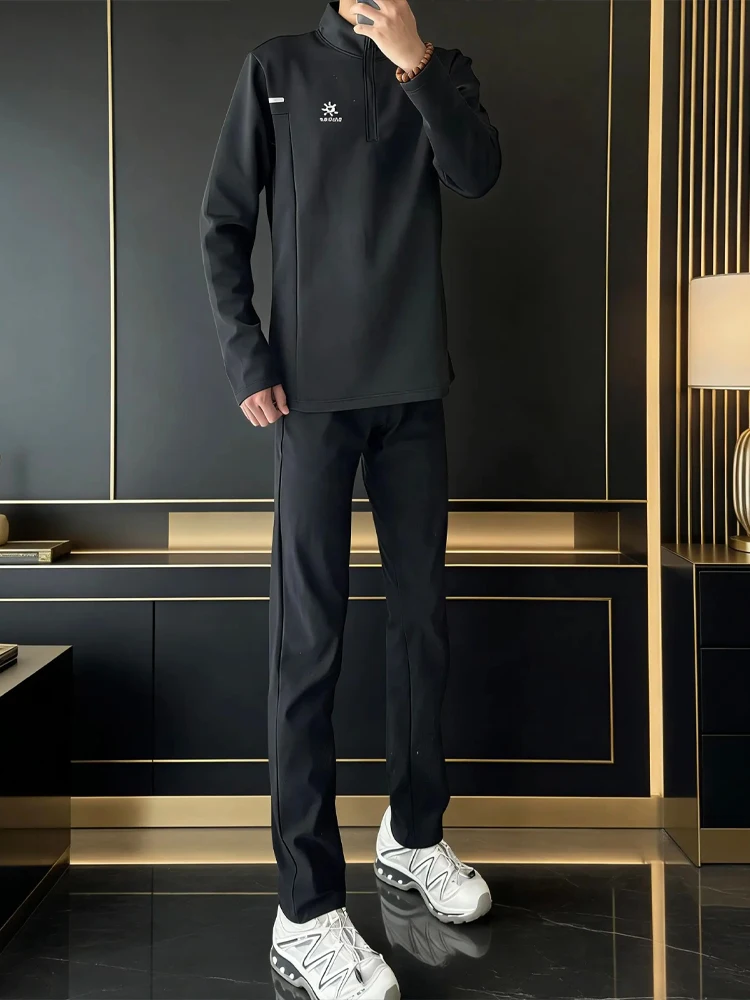 American Style Men's Fleece Lined Straight Leg Pants Waterproof Windproof Slimming Cleanfit Sport Trousers for Autumn Winter
American Style Men's Fleece Lined Straight Leg Pants Waterproof Windproof Slimming Cleanfit Sport Trousers for Autumn Winter