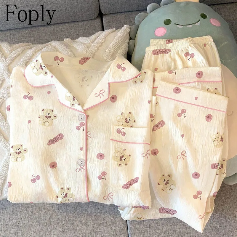 Cherry Bear Woman Pyjamas Spring Summer 2 Piece Pajama Clouds Cotton Sleepwear Long Sleeve Pants Pijama Mujer Pjs Loungewear
Cherry Bear Woman Pyjamas Spring Summer 2 Piece Pajama Clouds Cotton Sleepwear Long Sleeve Pants Pijama Mujer Pjs Loungewear