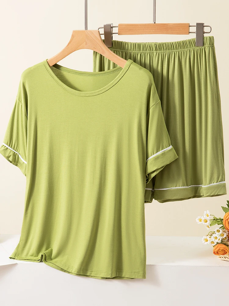 Modal Home Clothes Set Women's Summer Thin Simple Short Sleeve Shorts Casual Wearable Sleepwear Two-Piece Set Comfortable rou...
Modal Home Clothes Set Women's Summer Thin Simple Short Sleeve Shorts Casual Wearable Sleepwear Two-Piece Set Comfortable rou...