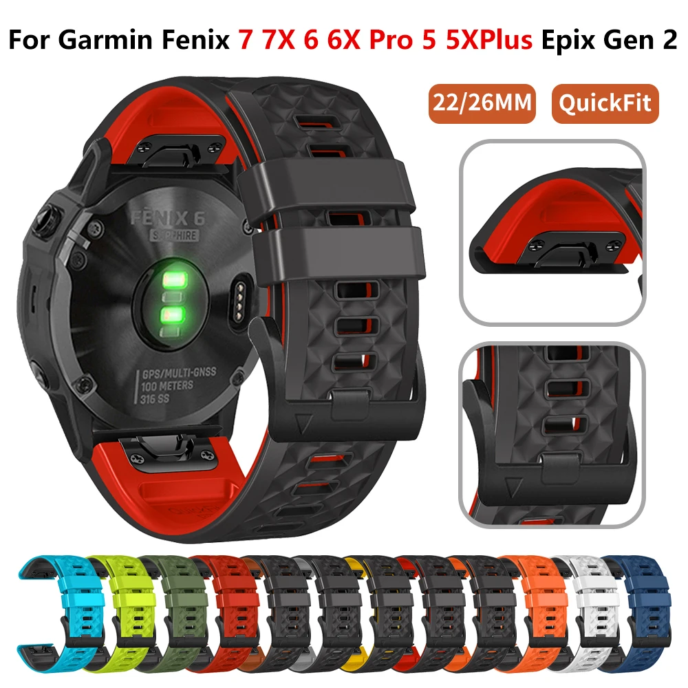 Ремешок спортивный QuickFit для Garmin Epix Gen 2 Fenix 7X 6X Pro Quatix 7X/Enduro 7 5XPlus, силиконовый браслет для наручных часов, 22 мм 26 мм
Ремешок спортивный QuickFit для Garmin Epix Gen 2 Fenix 7X 6X Pro Quatix 7X/Enduro 7 5XPlus, силиконовый браслет для наручных часов, 22 мм 26 мм