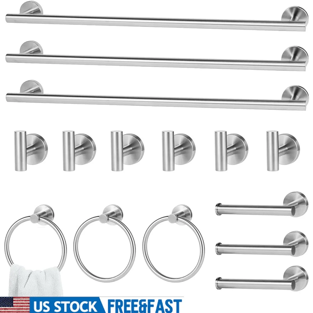 15 Piece Brushed Nickel Bathroom Hardware Set Towel Bars Hooks Racks Accessories Includes Wall Mounted Towel Holder Easy
15 Piece Brushed Nickel Bathroom Hardware Set Towel Bars Hooks Racks Accessories Includes Wall Mounted Towel Holder Easy