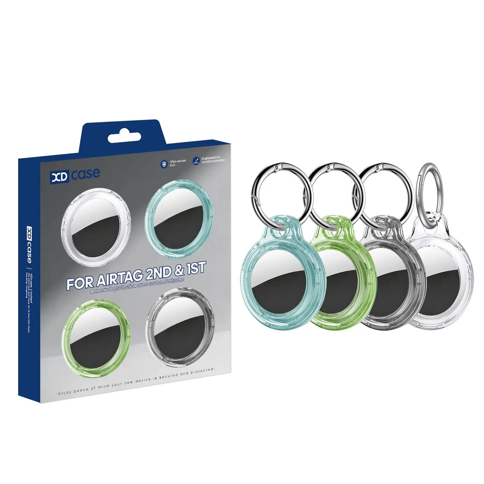 XDcase 4pcs/Pack Solid Color Hard PC Protective Case with Strap For AirTag 2nd Gen/1st Gen Protective Shell Tracker Accessories
XDcase 4pcs/Pack Solid Color Hard PC Protective Case with Strap For AirTag 2nd Gen/1st Gen Protective Shell Tracker Accessories