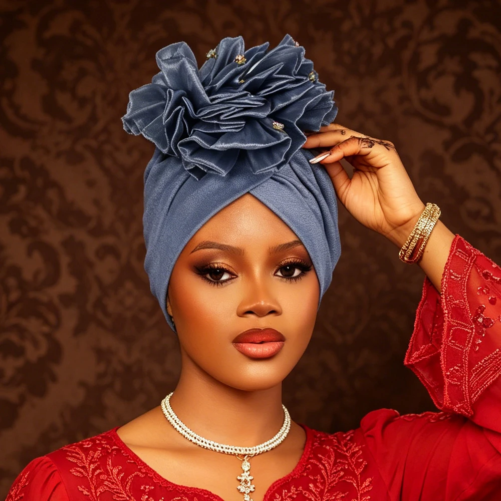 Big Flower Turban Cap for Women African Geles Headties Bonnet Pleated Hat Muslim Hijab Head Wrap Nigeria Wedding Party Headgear
Big Flower Turban Cap for Women African Geles Headties Bonnet Pleated Hat Muslim Hijab Head Wrap Nigeria Wedding Party Headgear